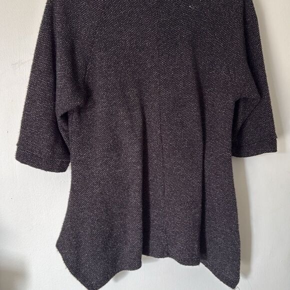 MisiaâCowl Neck Sweater Top XL Gray Black Asymmetricalâ Hem Stretch Knit - Picture 6 of 7